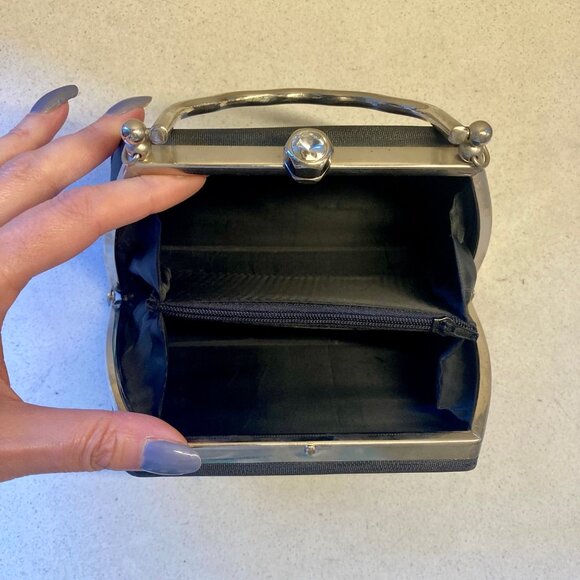 Black Chic Hard Shell Clutch Evening Bag - Picture 6 of 12